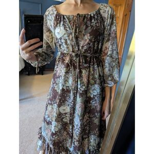 Vintage 1970's Mary Martin for Rainbow California Floral Blouson Dress